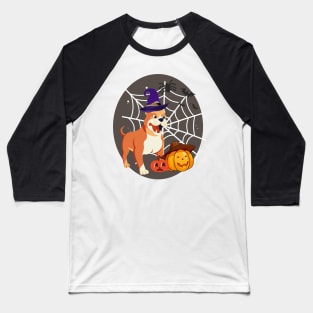 Halloween bulldog and pumpkins Baseball T-Shirt